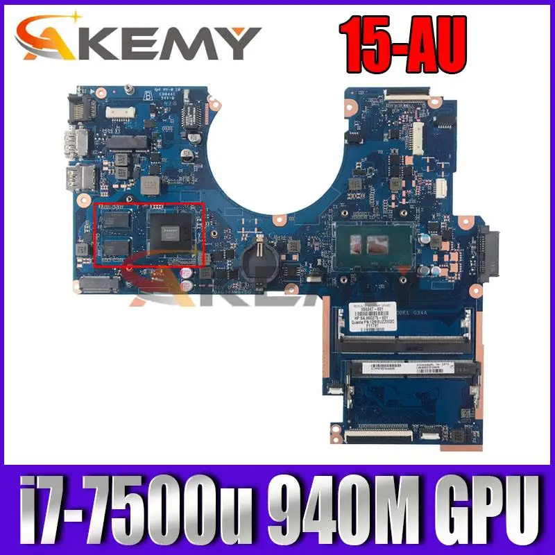 

Original for hp 15-au notebook motherboard with i7-7500u sr2zv 940M GPU DAG34AMB6D0 100%fully tested motherboard