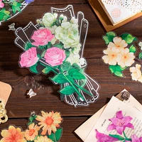 6 packs total 48pcs creative transparent pvc stickers set 15 724cm the summer blooming flowers stationery free shipping