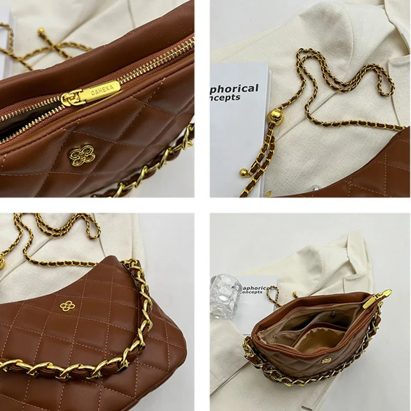 Adjustable Shoulder Strap Chain Crossbody Bag All Seasons Women Fashion Shoulder Messenger Bags Commuter Casual Underarm Satchel