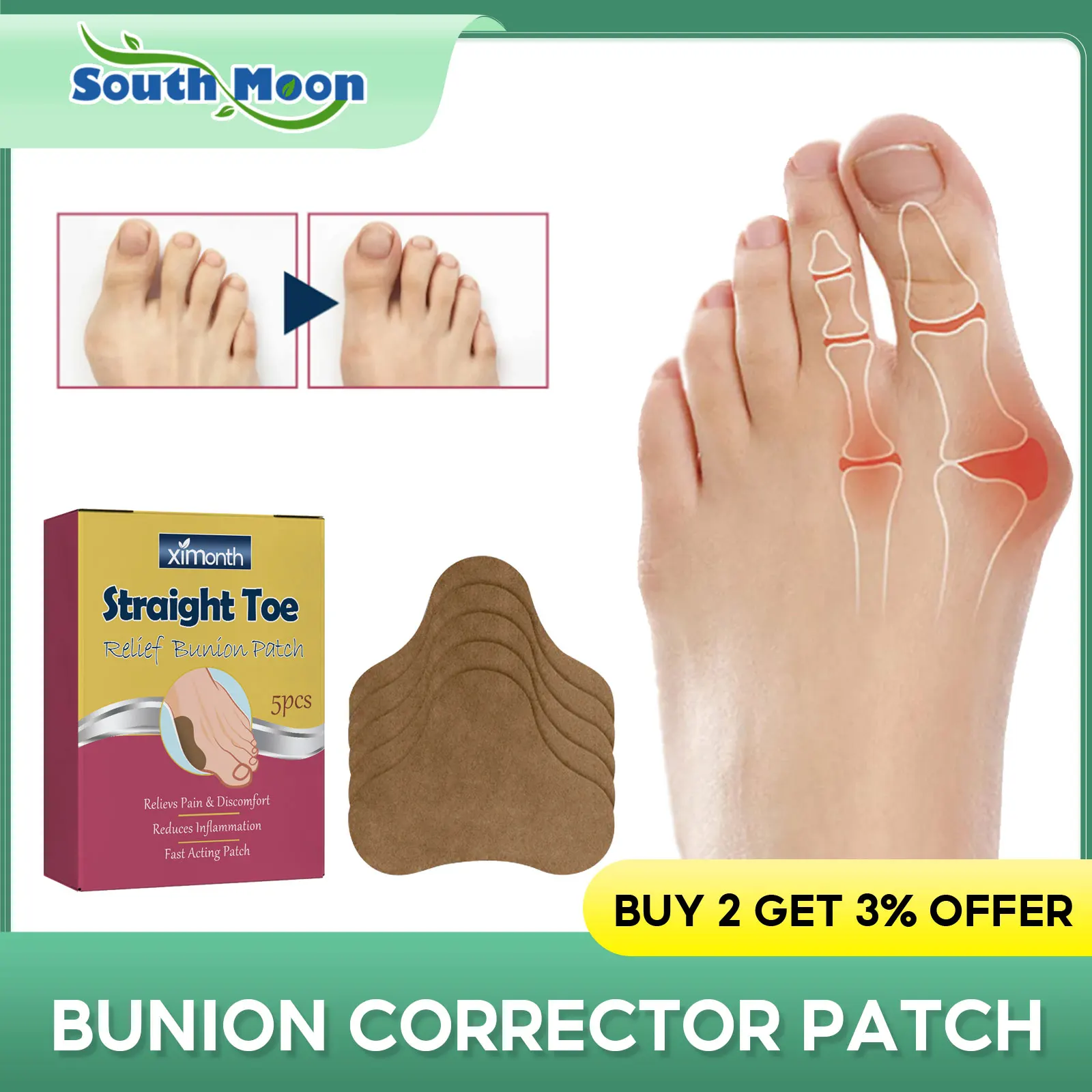 

Gout Treatment Patch Joint Pain Relief Treat Foot Thumb Valgus Toe Swelling Ache Hallux Arthritis Rheumatism Anti Bunion Sticker