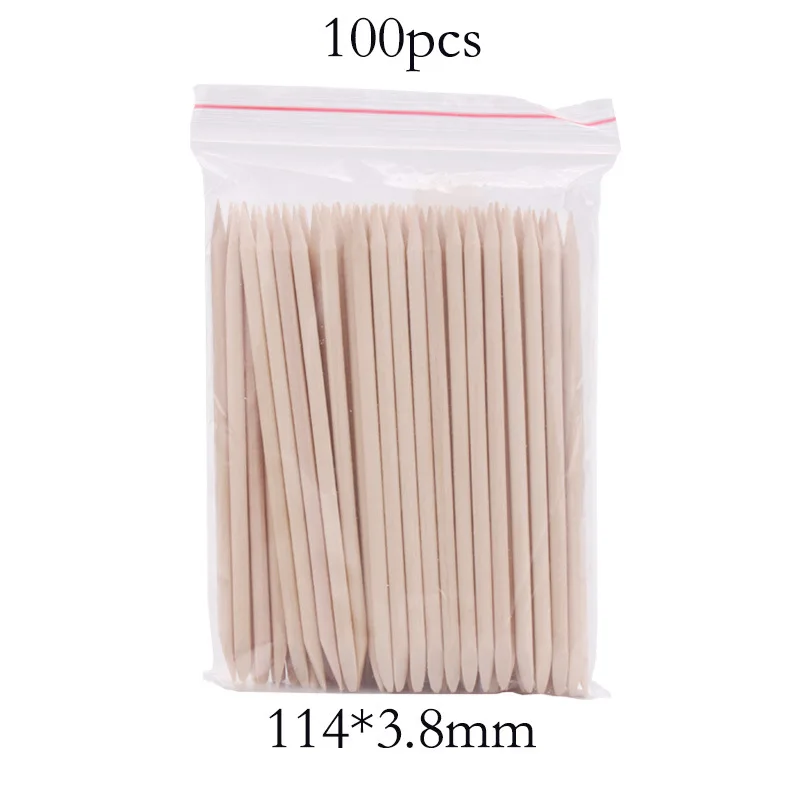 

Nail enhancement tool orange stick wooden stick dead skin push 11.4cm double headed orange stick 100 bags to decorate