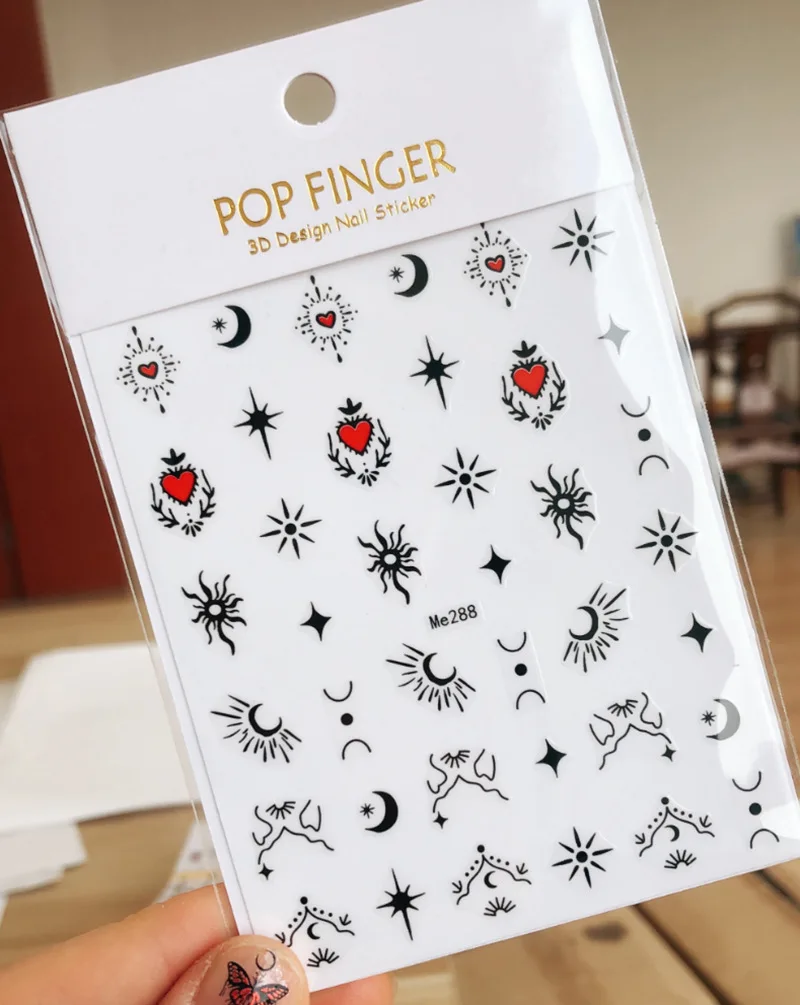 

1pcs Retro Alphabet Letter 3D Nail Art Sticker Gothic Fluorescent Yellow Nail Stickers Decals with Back Glue Self-adhesive Tools