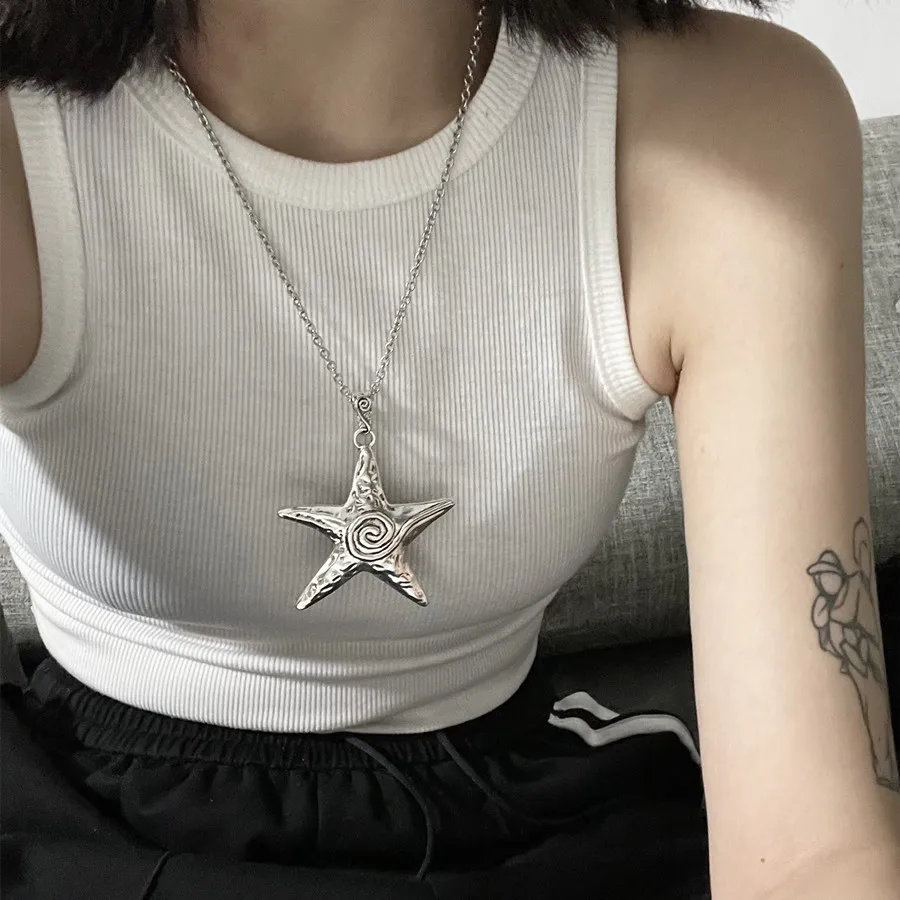 Винтажная эстетическая цепочка вокруг чокера пентаграмма звезда подвеска ожерелье для женщин Egirl Ювелирные изделия Star Girl y2k Аксессуары