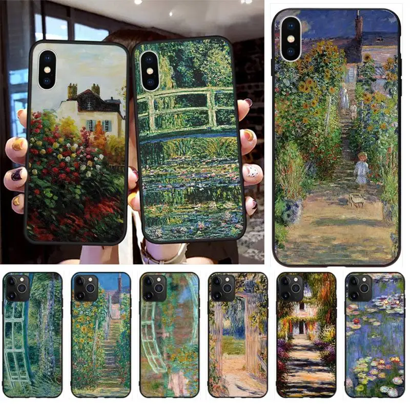 

Claude Monet Garden Lotus Bridge Phone Case For iphone 13 12 11 Pro Max Mini XS Max 8 7 Plus X SE 2020 XR Cover