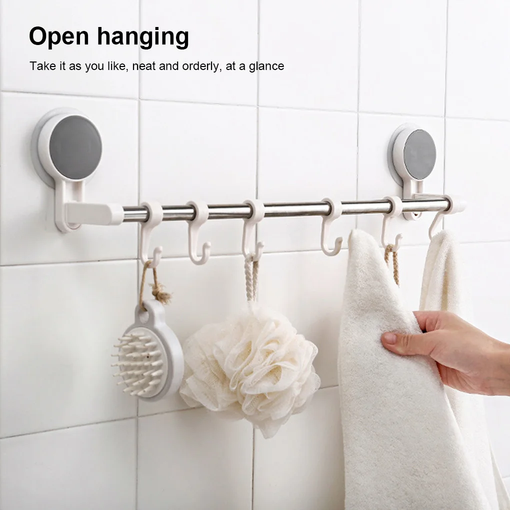 

Towel Holder Wall Mounted Single Bar Adjustable Drying Hook Household Bathroom Scarf Belt Suction Organizer Hanger