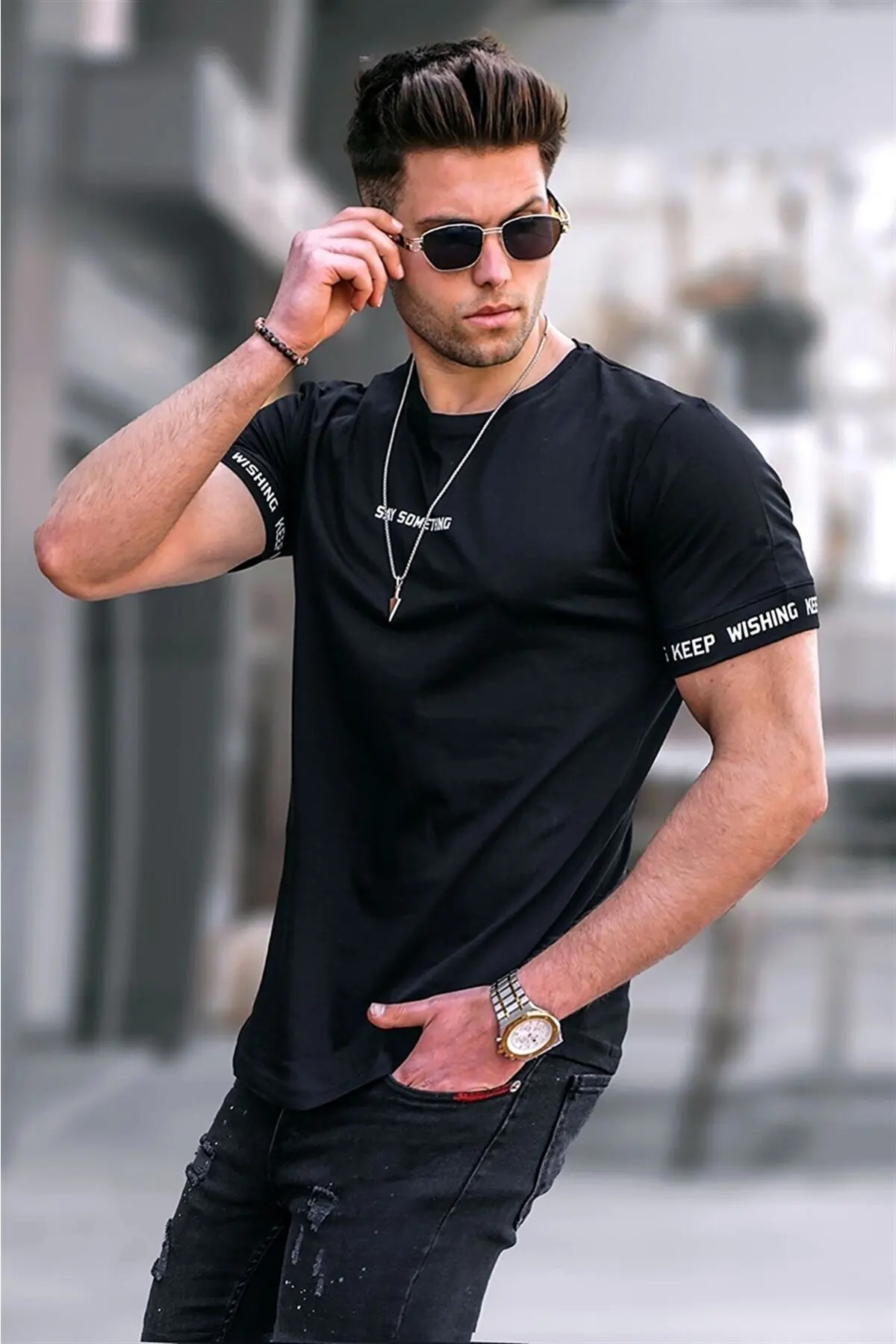 

Black Men's t-shirt 4461 T-Shirts For Men Tee For Men Summer Fashion Fashion
