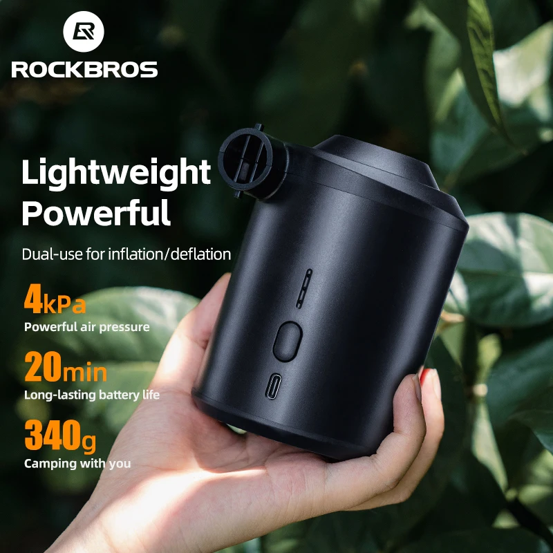 

ROCKBROS Electric Pump Portable Two Speed Wind Mode Air Pump Convenient TypeC Small Powerful Electric Freeing Hands Accessories