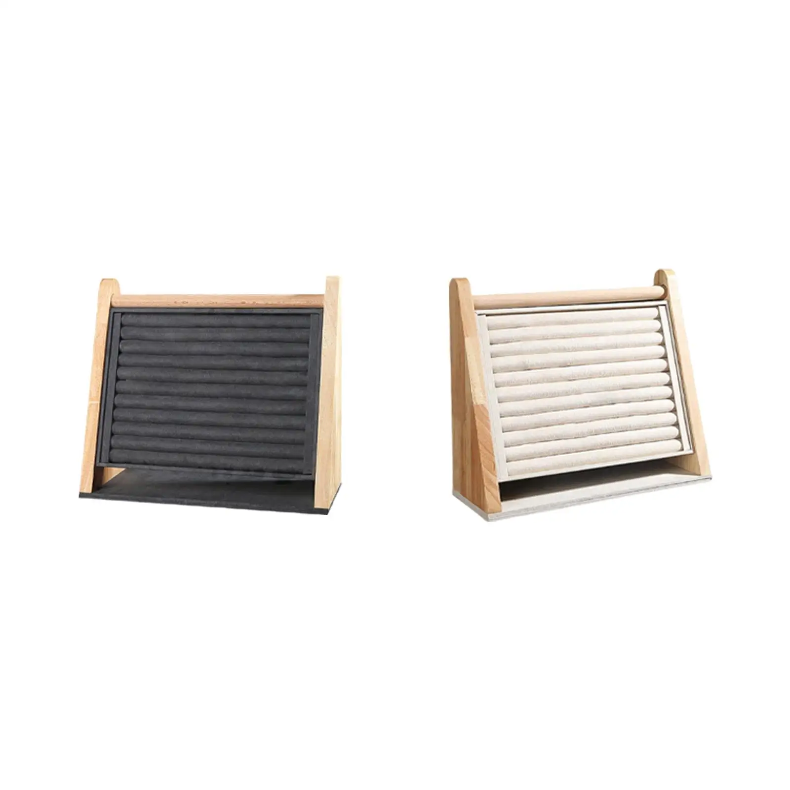 

Wooden Rings Display Stand Tray Large Capacity 10 Slots Holder for Rings Show Retail Selling