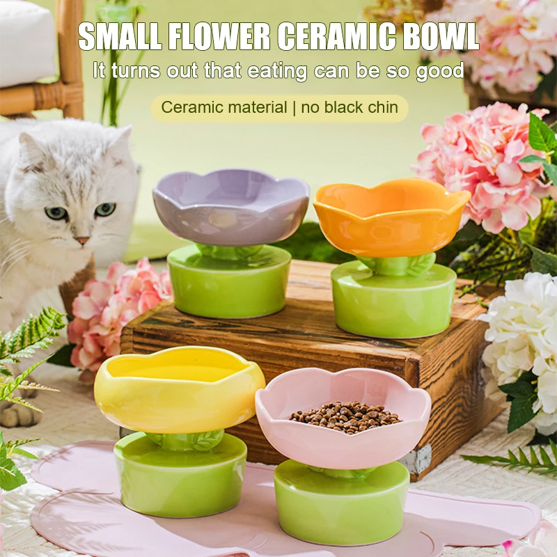 

Cats Pet Cute Water Flower-shaped Pet Bowl Food Bowl Bowl Items Bowl Cat Accessories For Pet Pet 2023 Creative Products Ceramics