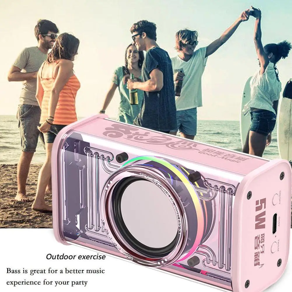 

Прозрачная Беспроводная Bluetooth-Колонка Mecha, маленькая стальная пушка, внешний ритм, мини-стереоколонка 360, TWS-сабвуфер, креативный подарок