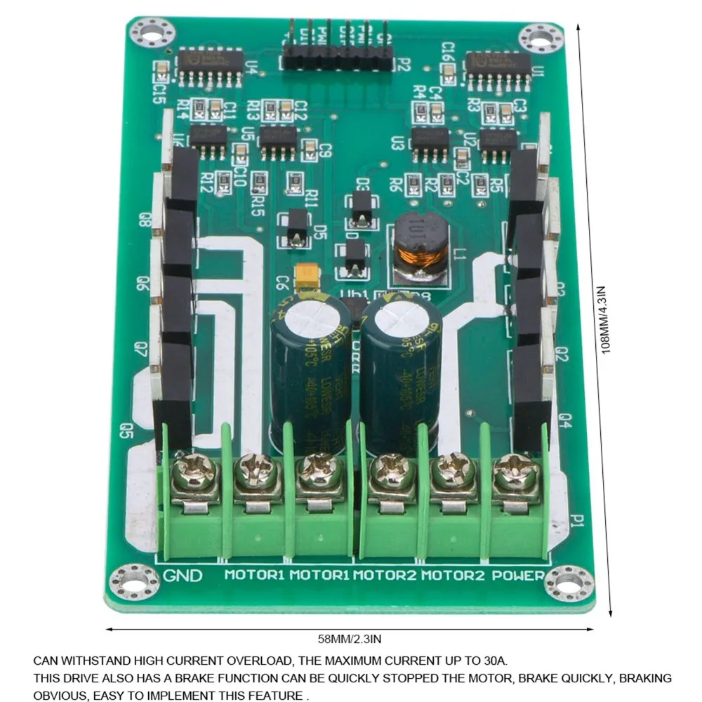 IRF3205 Плата модуля драйвера двойного двигателя MOSFET 3-36 В 10 А Пиковая 30 А H-мост Чип драйвера постоянного тока H-моста 10 А Модуль драйвера двигателя (art.: 3920d474347e4) - 3920d474347e4