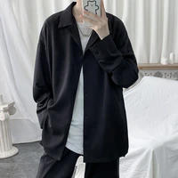 eoenkky square collar loose mens suit fashion casual shirt straight solid color korean spring and autumn mens clothing