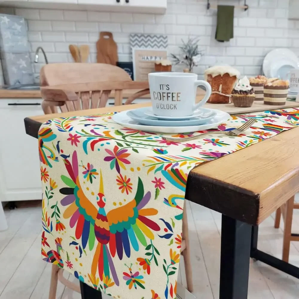 Льняная настольная дорожка мексиканского дня мертвецов s комод шарф