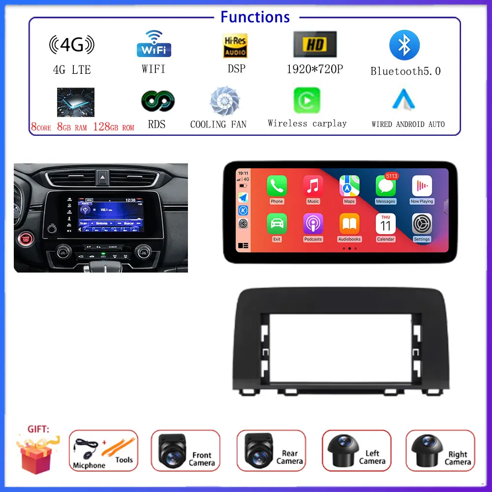 

Автомобильный Android для Honda CR-V 5 RW RT 2017-2022 Автомобильный радиоприемник Мультимедийная навигация Стерео видеоплеер Головное устройство Auto BT WIFI