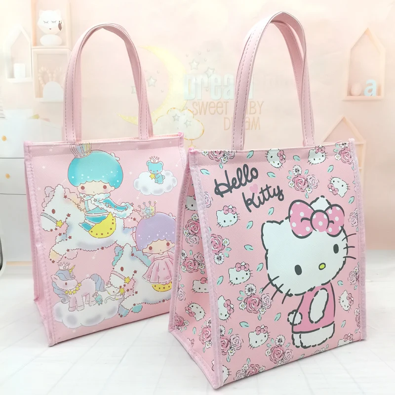

Kawaii Sanrios Anime Cinnamoroll Melody Kuromi Lunch Bag Cartoon Lunch Box Thermal Insulated Tote Pouch Dinner Container Gift