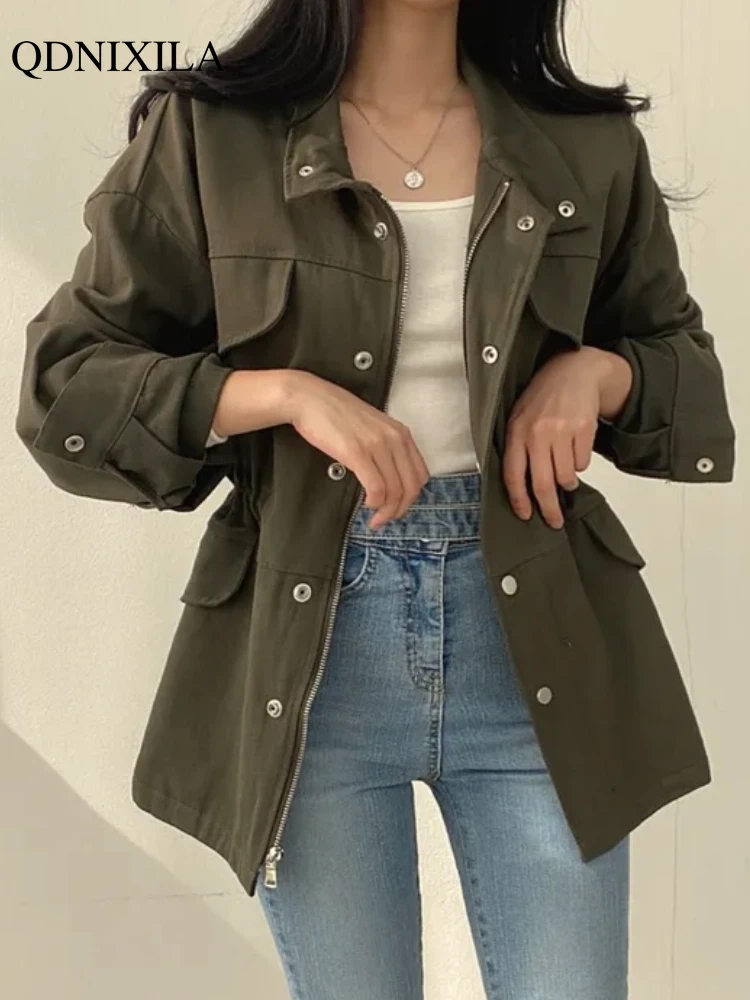 

Женская короткая куртка-Тренч на завязках, свободного покроя