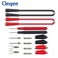 cleqee p1500 16pcs multimeter test leads kit replaceable test probes alligator clip spade plug 4mm banana plug universal