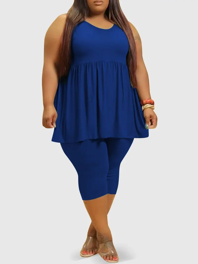 Plus Size Vest Pants Suit Solid Color Fashion Casual Large Size Women's Two-piece Suit Commuter Plus Size 2 Piece Set Women