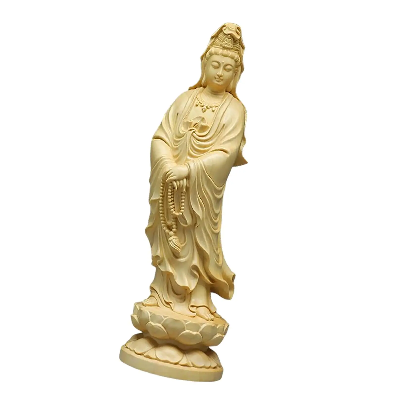 

Carving Guanyin Sculpture Bodhisattva Meditation Buddha Statue Crafts Feng Shui for Tabletop Living Room Home Bedroom Decor