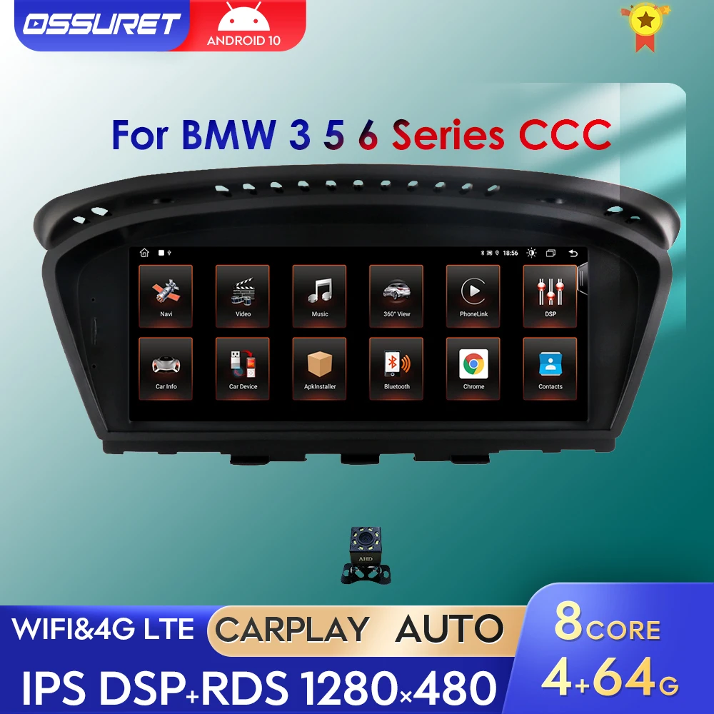 Автомагнитола 2 Din на Android с сенсорным экраном для BMW 3 5 6 серии E60 E61 E63 E64 E90 E91 E92 2004-2012