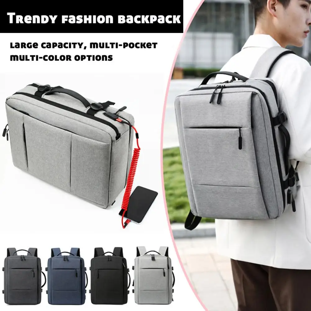 

Повседневный дорожный рюкзак для мужчин, деловой школьный водонепроницаемый расширяемый вместительный ранец с USB-разъемом для ноутбука, большой рюкзак C8Z5