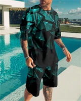 european and american mens summer fashion mens hip hop sportswear short sleeve 3d printing t shirt shorts suit streetwear