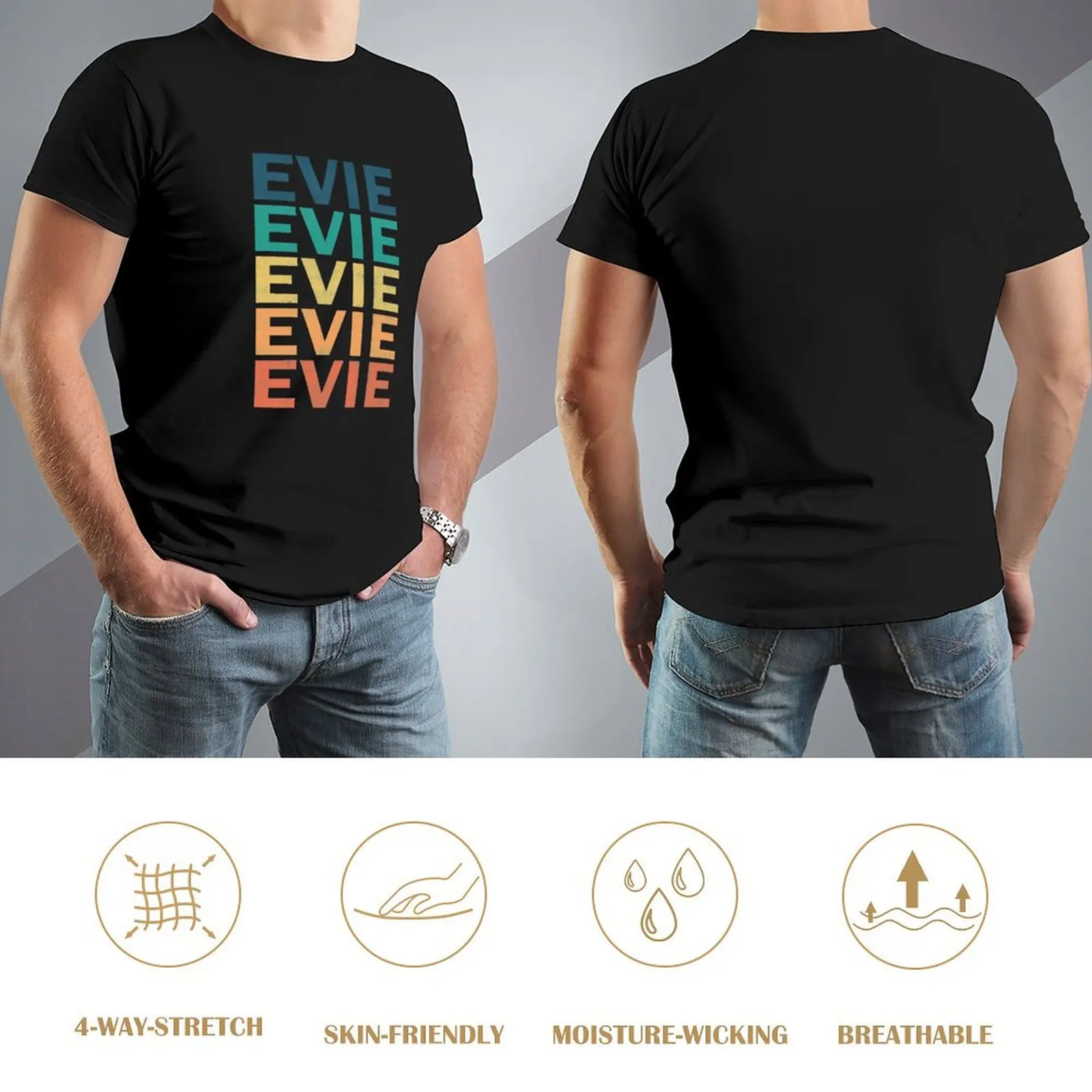 Evie Name T Shirt - Vintage Retro Gift Item Tee T-Shirt anime clothes outfits for men