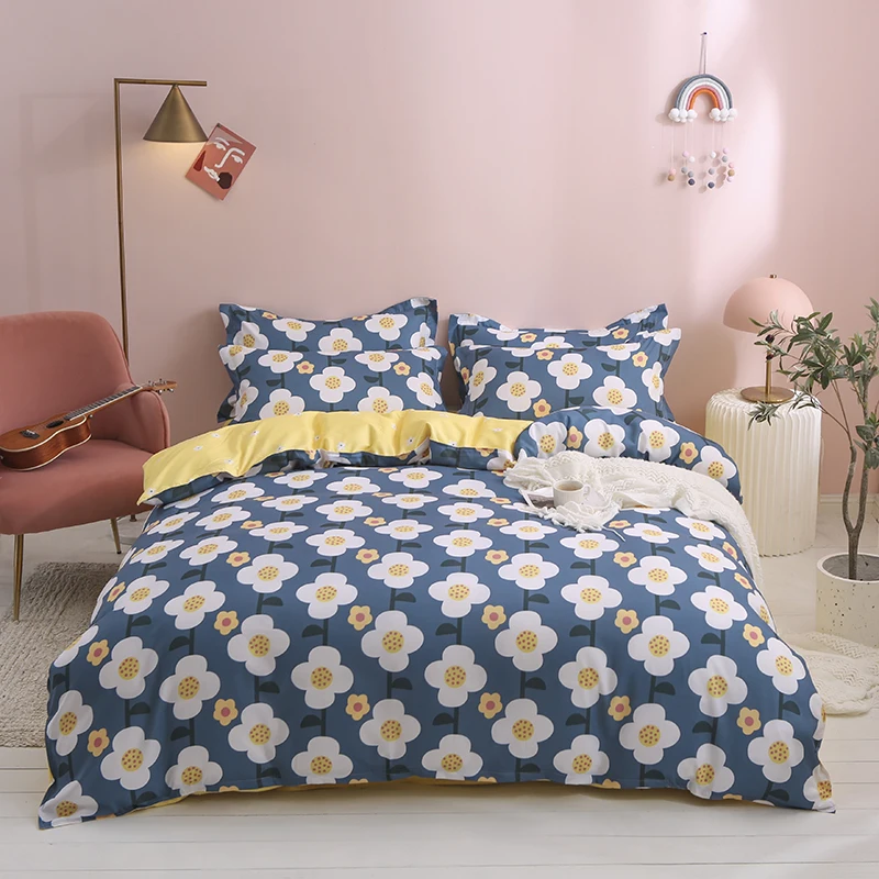 

Pastoral Style Floral Bedding Set 220x240 King Single Double Queen Duvet Cover Simple Bed Linens Sheets Quilt Covers Bedclothes