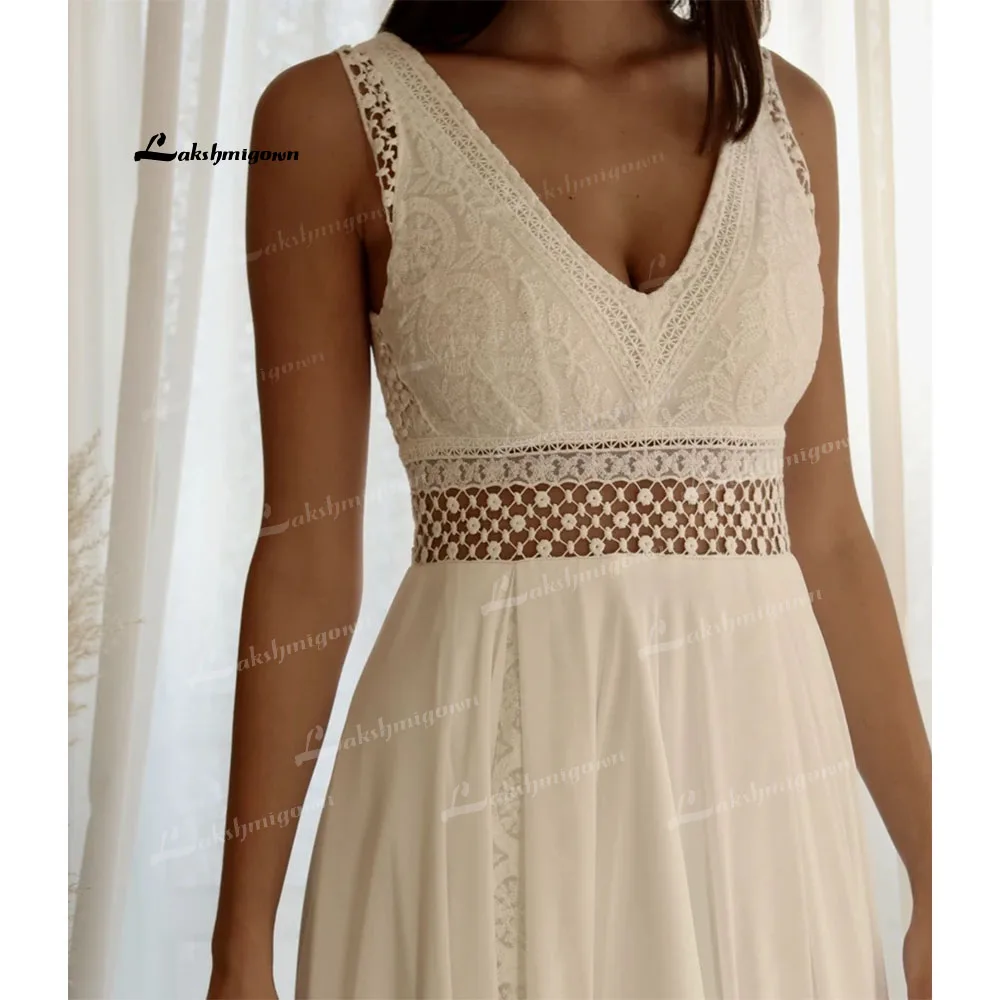 

Gorgeous Wedding Dress Chiffon Skirt Sleeveless Lace Wedding Gowns vestido longo A-Line hochzeitskleid