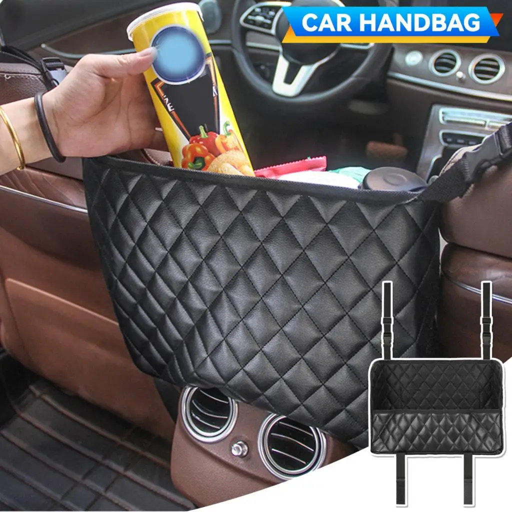 

Pu Leather Car Handbag Holder Interior Auto Seat Middle Box Seat Hanger Storage Bag Hanging Pocket Handbag for Men Women Girls
