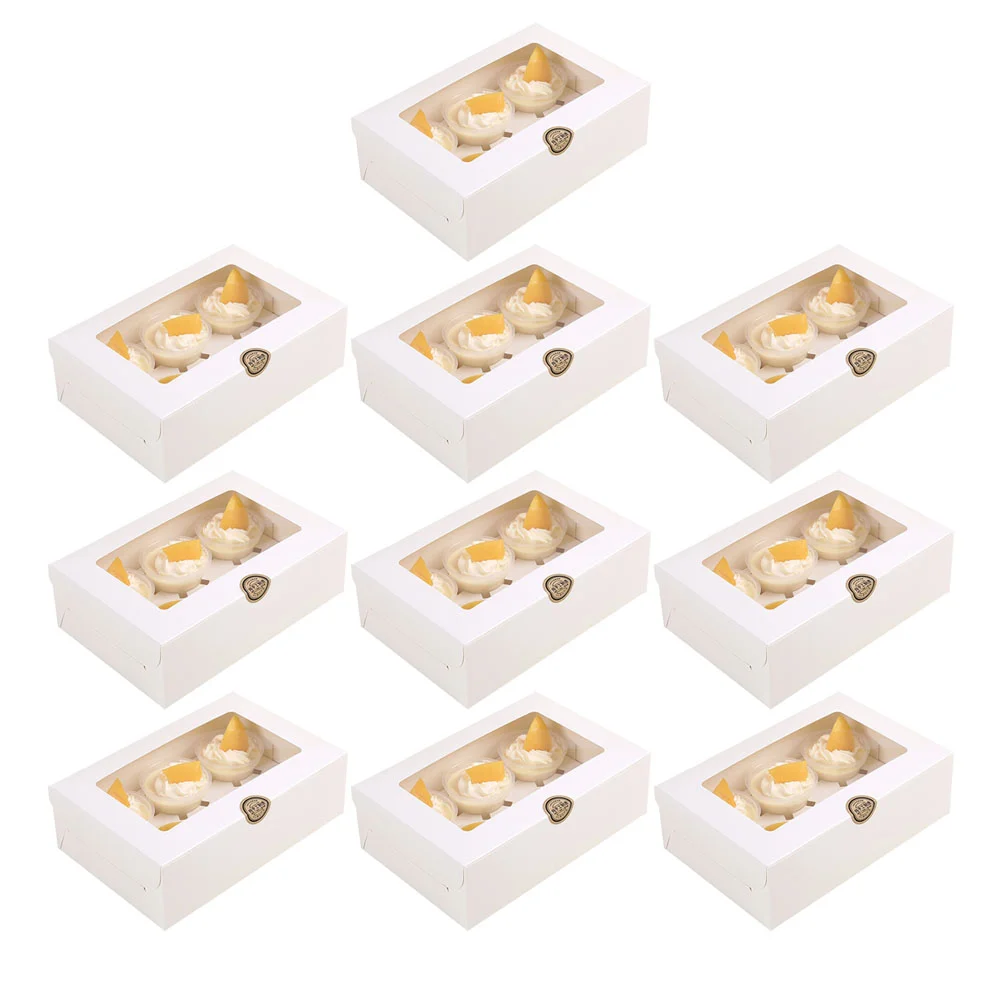 

Boxes Cupcake Box Disposable Compartment Gift Pie Bakery Macaron Containers Cookie Paper Mousse Holder Cavity Muffin Kraft Cup