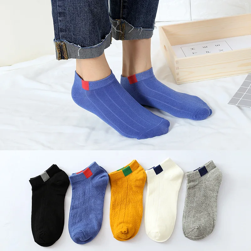 

5 Pairs Fashion Breathable Sports Men Socks Autumn Cotton Harajuku Style and Ankle Socks Short Tube Summer Boat Socks Wholesale