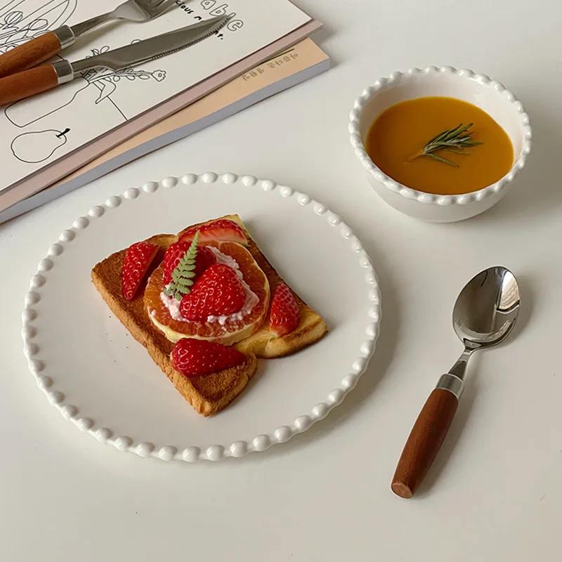 Ceramic Dinner Plate Home Dessert Western Pasta Plate Cute Plate  Dinnerware Set  Kawaii Kitchen  Dish Set Oatmeal Yogurt Bowl
