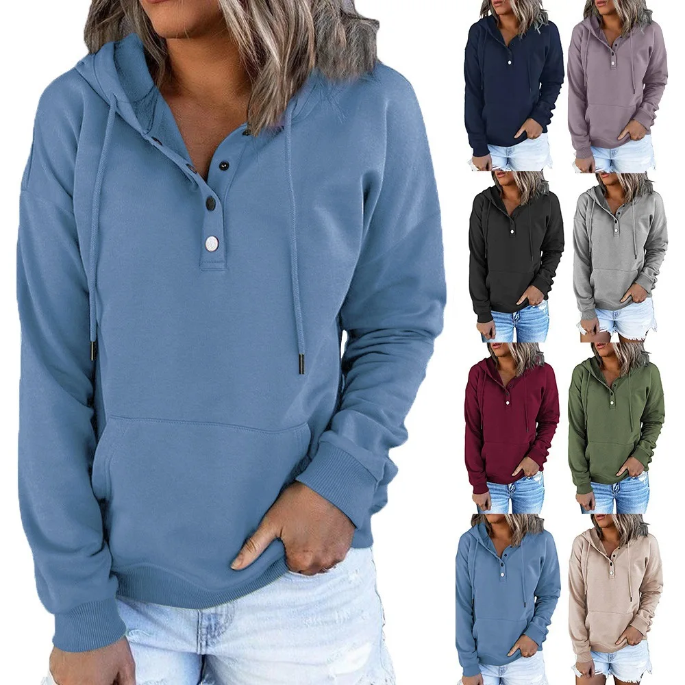 2022 Sexy Drawstring Hooded Sweatshirt Women Crop Jacket Casual Solid Long Sleeve Pocket Tops