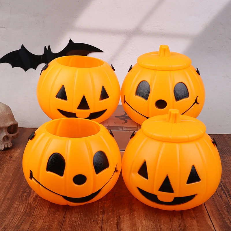 Пластиковый фонарь ведро с тыквой Хэллоуин конфеты держатель для кошелька или