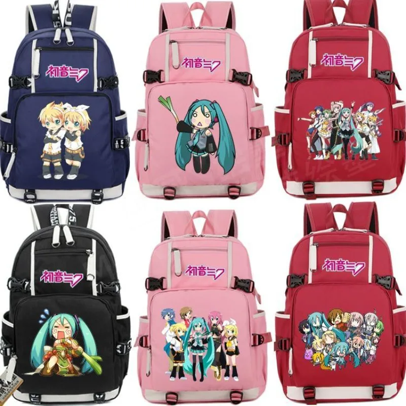 

Рюкзак Hatsune Miku с зеркальным тоном, двойной рюкзак в стиле аниме для мужчин и женщин, школьный портфель для учеников младшей и старшей школы
