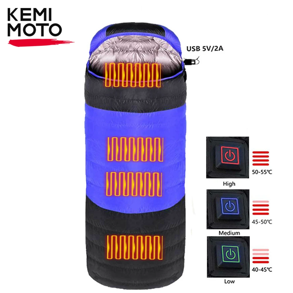 

Heated Sleeping Bag For Adults USB Powered Heating Pad Waterproof Camping Warm Sleeping Bag With 3-Level Temperature Storage Bag