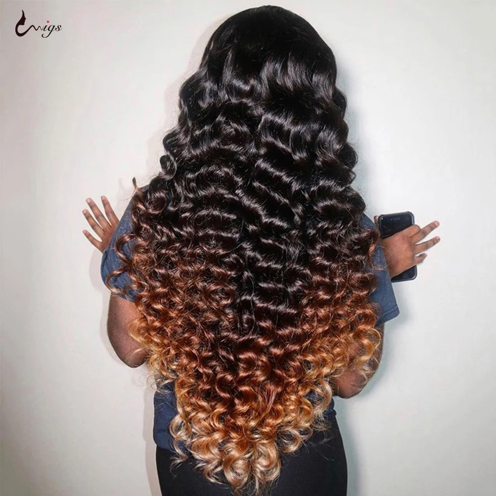 1B/4/30 Ombre Loose Deep Wave Wig 28 30 inch Colored Human Hair Wigs Transparent Lace Frontal Wig Human Hair Wigs for Women