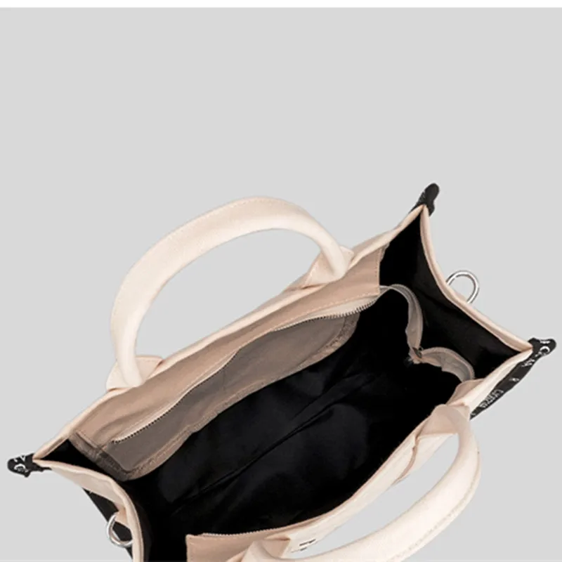 Large Brand Lettered Canvas Large Capacity Portable Tote Bag Europe And America Simple Crossbody Shoulder Bag Canvas Bento Bags