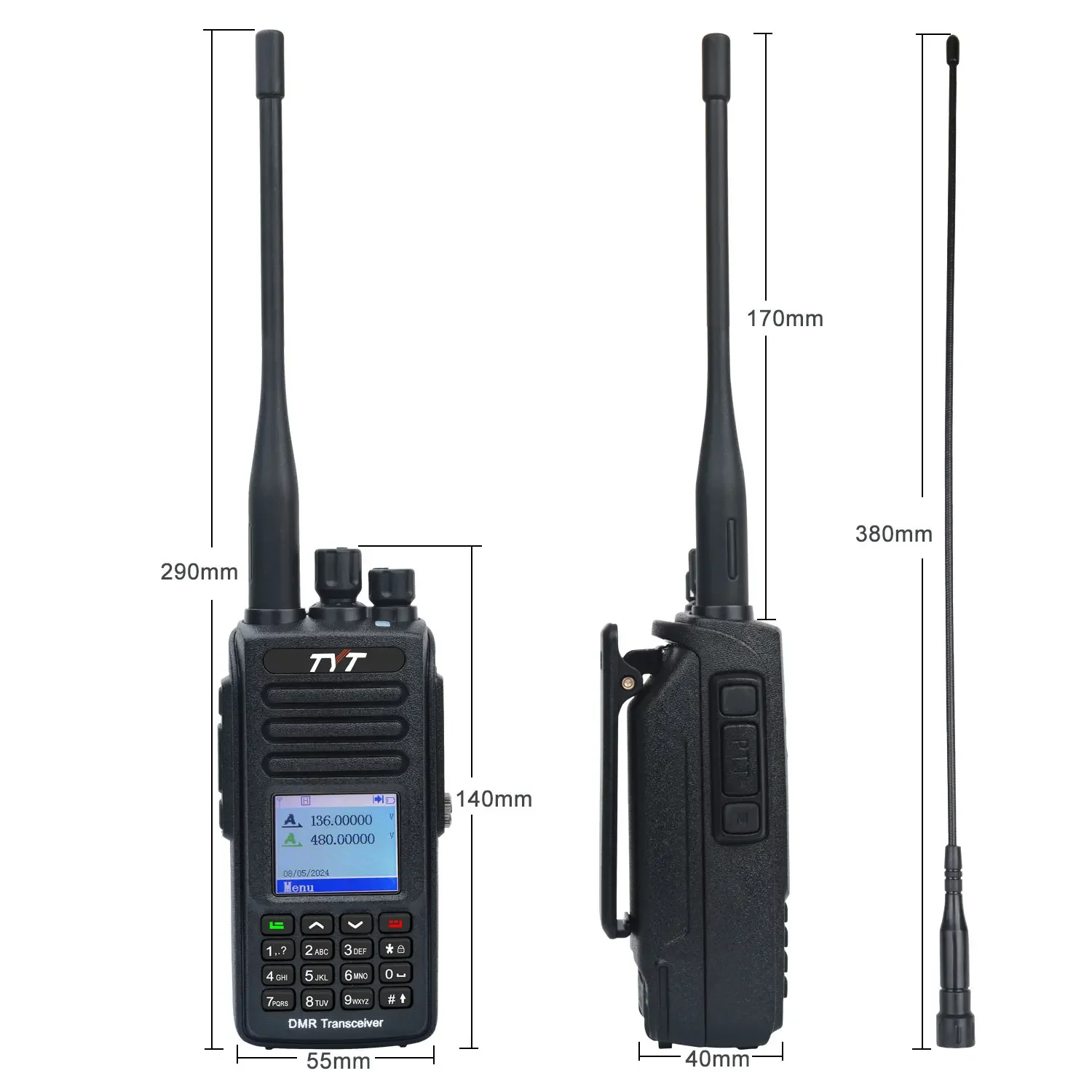 Портативная рация 10 Вт TYT MD-UV390 PLUS Aes256 радио GPS батарея IP67 водонепроницаемая VHF/UHF