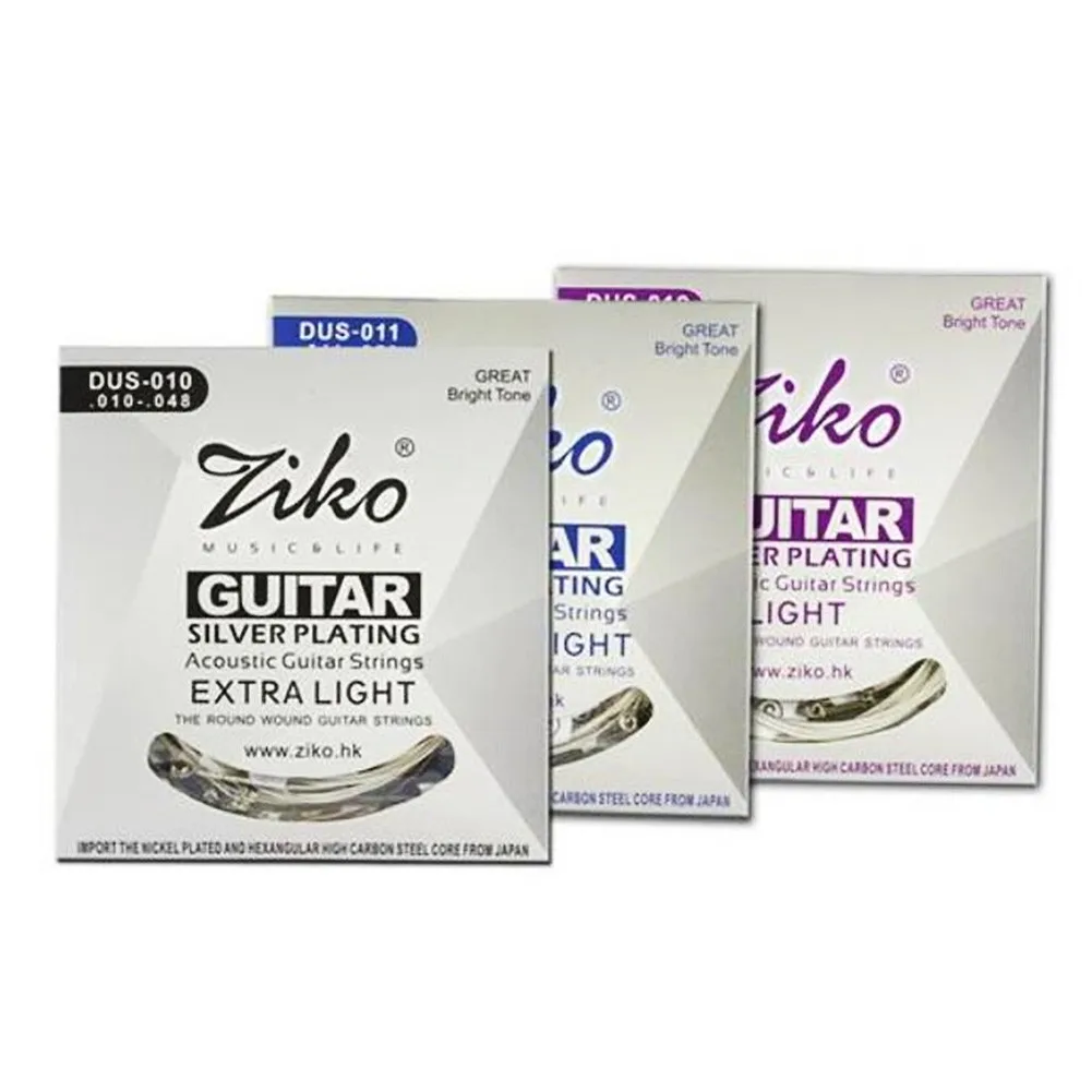 Ziko Струны для акустической гитары Carbon Core DUS-010 011 012 Guitar Silver Steel горячая распродажа |