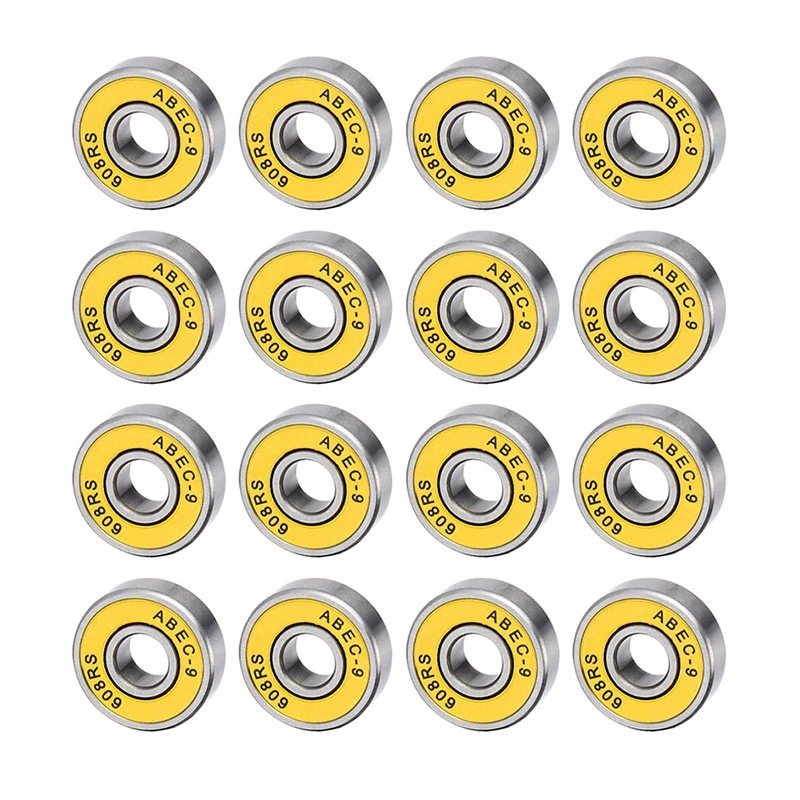

16Pcs 608RS Bearing ABEC9 Skateboard Bearings Chrome Steel Ball for Ongboards Inline Skates 8X22X7mm Yellow