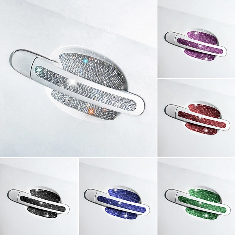 

8PCS Universal Car Door Handle Sticker Decal Warning Diamond Auto Strip Driving Safety Bling Car Accessories