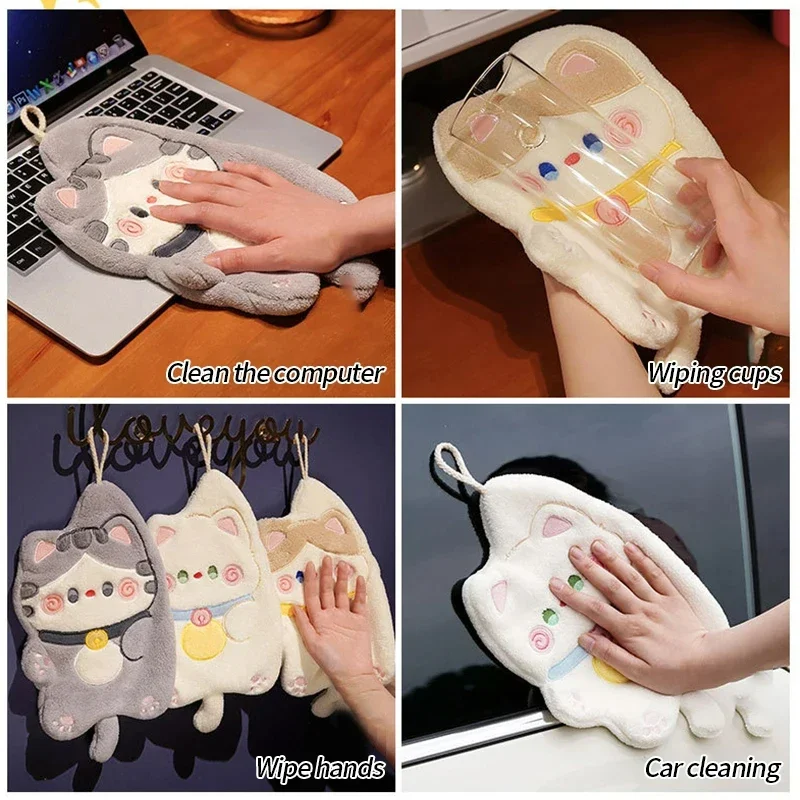 Полотенце для рук с милым котом быстросохнущее кухонное полотенце тряпка чистки