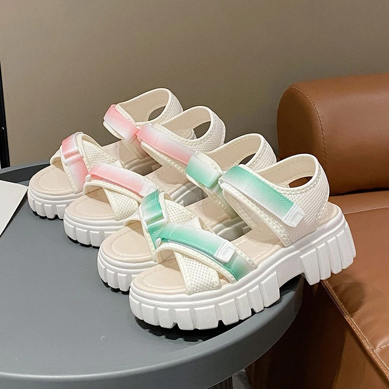 Women Thick Bottom Sandals 2023 Summer Soft Soled Platform Shoe Women Beach Shoes High Quality Roman Sandals Casual Mujer