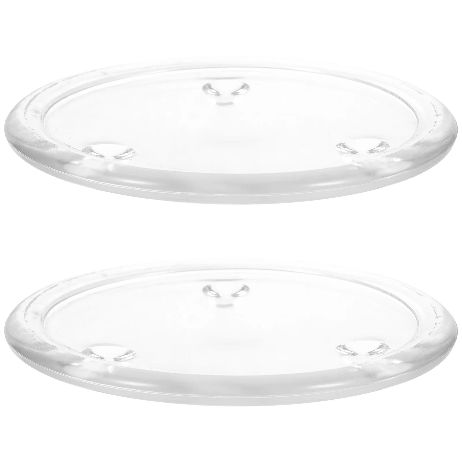 

2 Pcs Candlestick Dining Table Decor Plate Round Decorative Tray Glass Stand Banquet