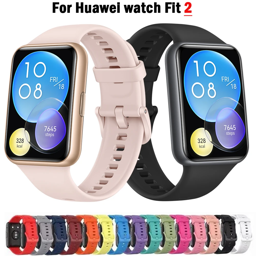 

Silicone Bracelet For Huawei Watch Fit 2 Strap Smart Wrist Watchband Metal Buckle Sport Replacement correa fit2 band Accessories