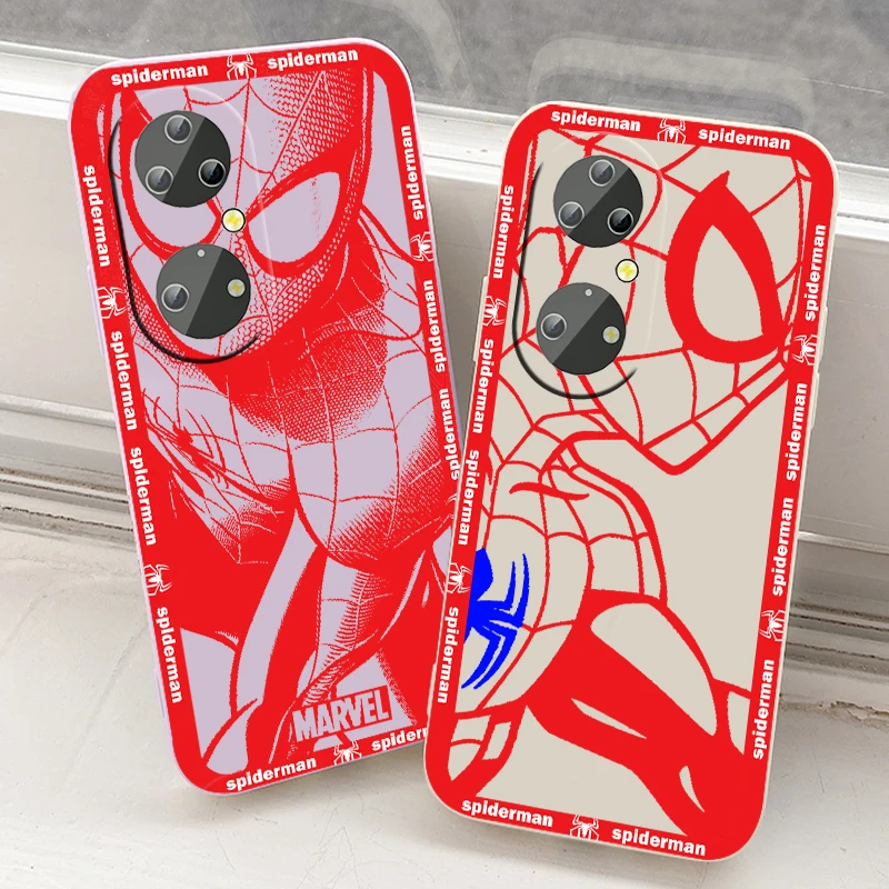 

Marvel Iron and Man Spiderman Phone Case For Huawei P50 P40 P30 P20 Pro Lite E Y9S Y9A Y9 Y6 Nova Y70 5T 9 5G Liquid Rope