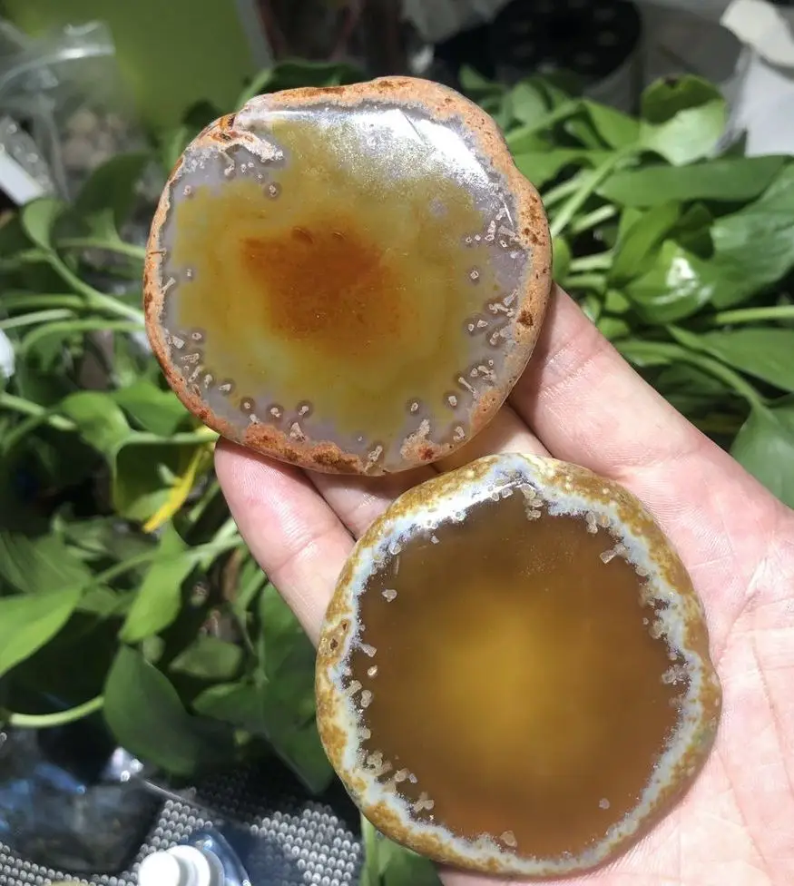 Thick Agate Slice Mineral Coaster Teacup Tray Adiabatic Nail Art Palette Healing Reiki Pendant Decor Natural Crystal SLAB Geode