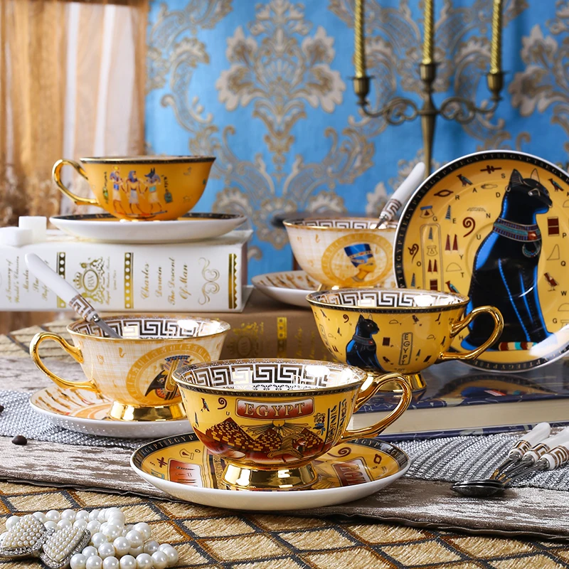 

Ancient Egyptian coffee cups and saucers set bone China tea set coffee cups and cups office coffee turkish coffee cups tea